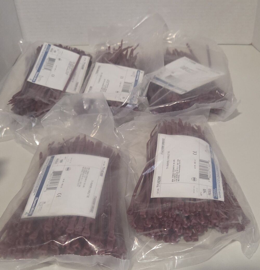 500 piece Thomas & Betts Telecom Cable Zip Ties Outdoor Maroon